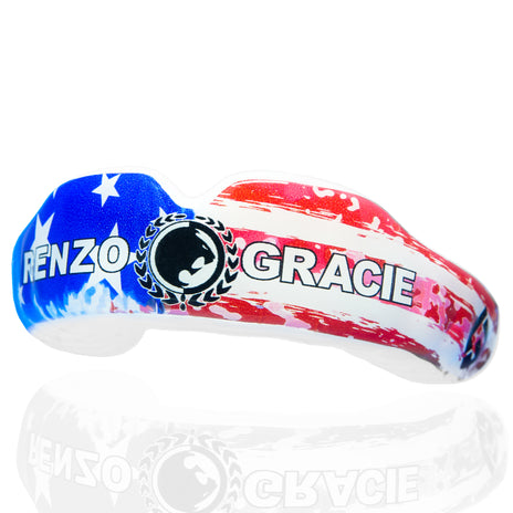 Renzo Gracie special edition mouthguard in usa flag design for ju-jitsu, wrestling, muay thai, kickboxing, MMA.  GuardLab is the official mouthguard partner to Renzo Gracie Academies