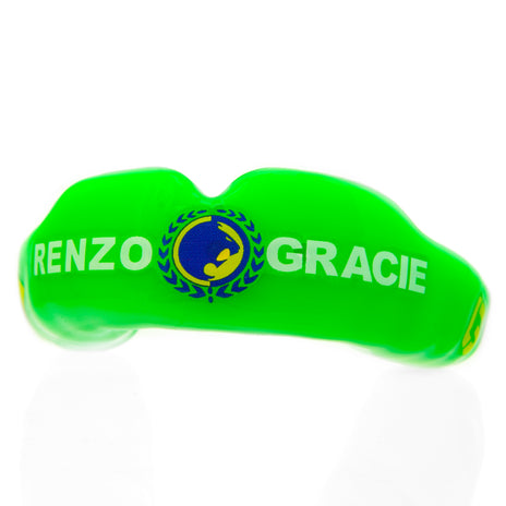 Renzo Gracie special edition mouthguard in brazil flag colors green, yellow and blue for ju-jitsu, wrestling, muay thai, kickboxing, MMA.  GuardLab is the official mouthguard partner to Renzo Gracie Academies